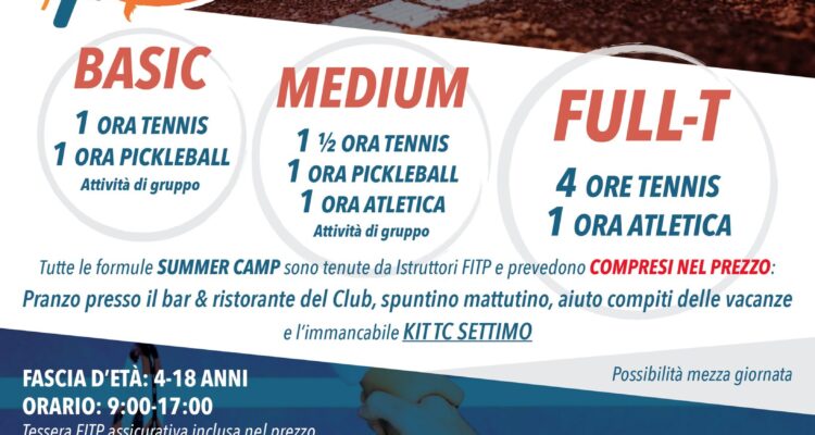Summer camp centro estivo tennis TC Settimo Torinese