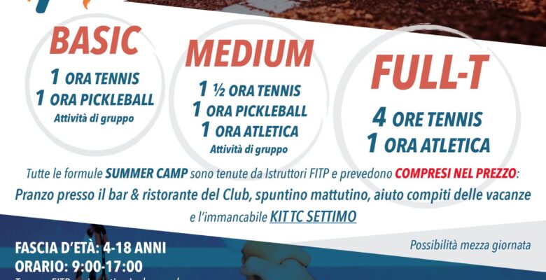 Summer camp centro estivo tennis TC Settimo Torinese